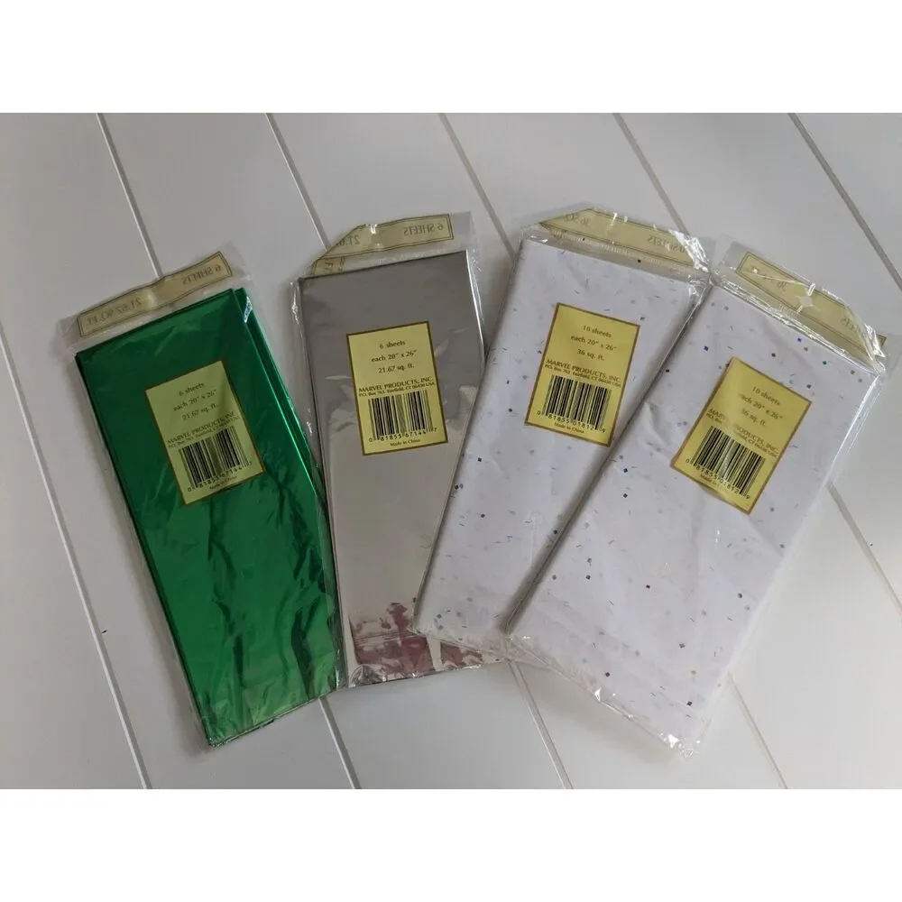 4 Packs Marvel Tissue Wrap - 2 Metallic, 2 Tissue Paper with Metallic Flecks